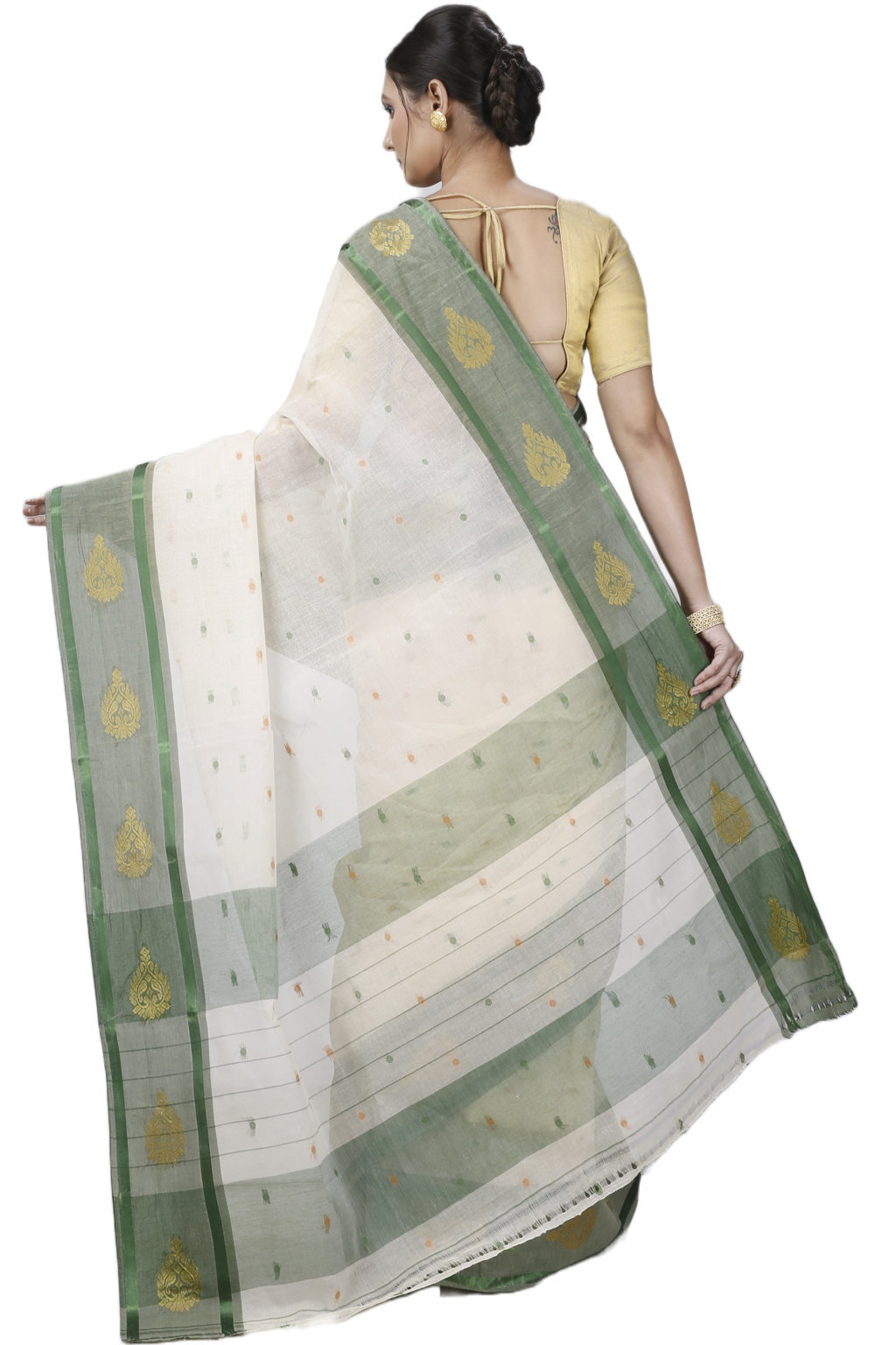 Cream Pure Cotton Upala Tant Saree (1164)